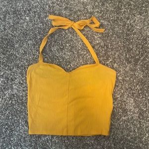 yellow tank top with tie around the neck